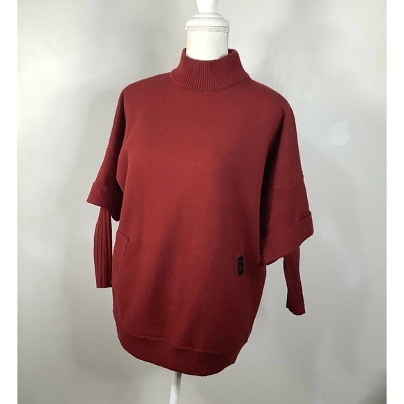 WOMENS Bocuse d'Or Sweater Tight‎ Knit Burgundy Long Sleeve Fits M/L Pockets - Picture 10 of 10